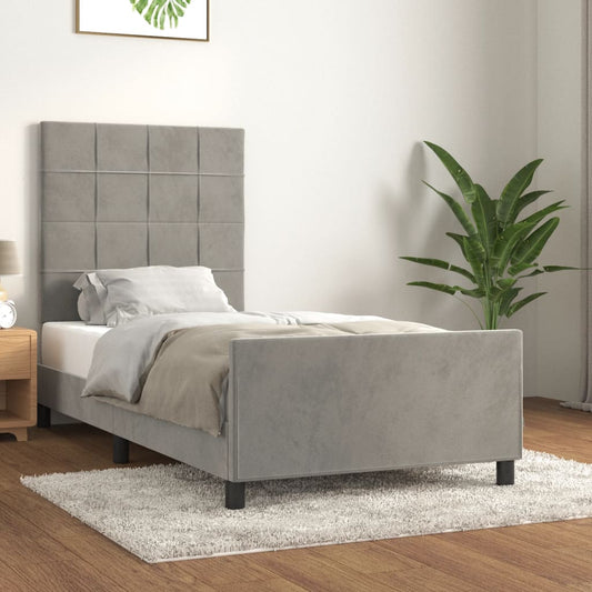 Bedframe met hoofdeinde fluweel lichtgrijs 90x190 cm Bedden & bedframes | Creëer jouw Trendy Thuis | Gratis bezorgd & Retour | Trendy.nl