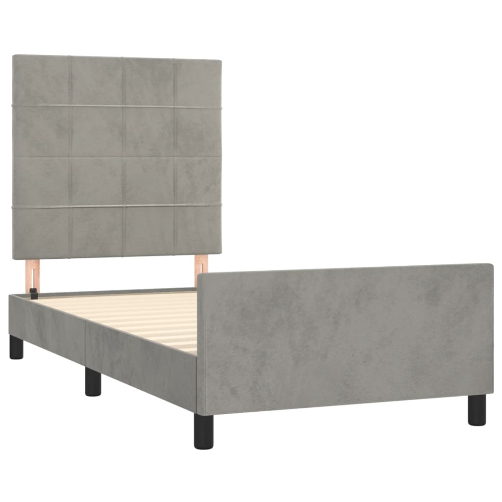 Bedframe met hoofdeinde fluweel lichtgrijs 90x200 cm Bedden & bedframes | Creëer jouw Trendy Thuis | Gratis bezorgd & Retour | Trendy.nl