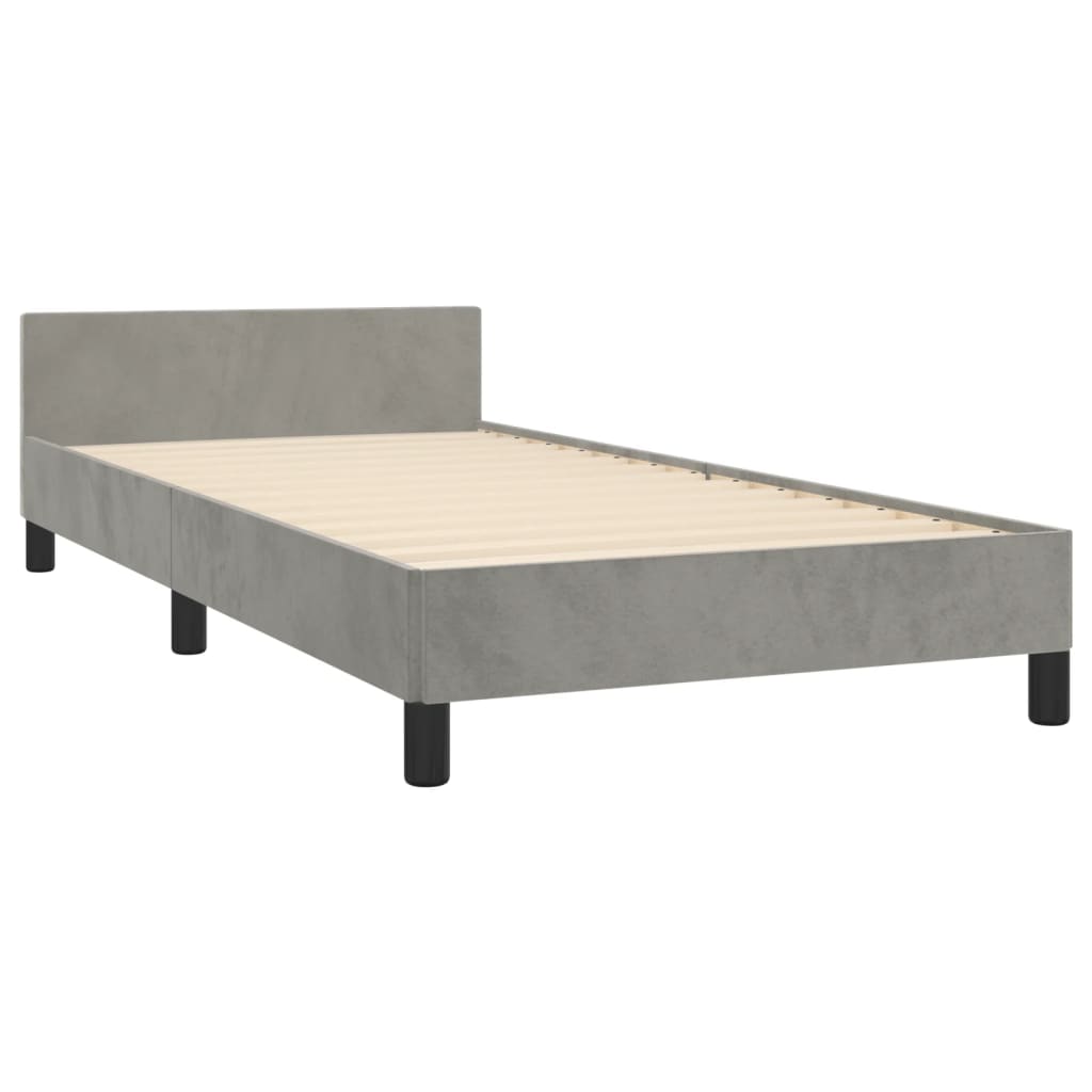 Bedframe met hoofdeinde fluweel lichtgrijs 90x200 cm Bedden & bedframes | Creëer jouw Trendy Thuis | Gratis bezorgd & Retour | Trendy.nl