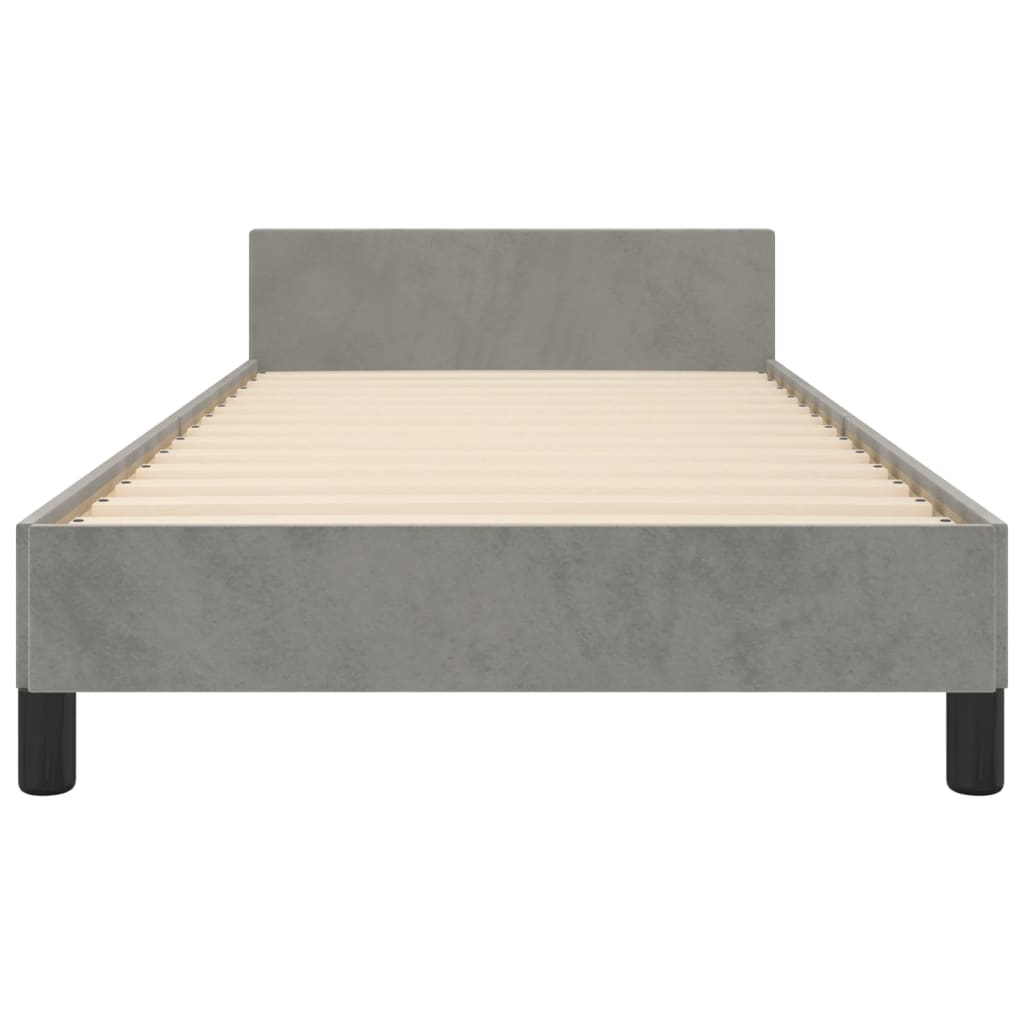 Bedframe met hoofdeinde fluweel lichtgrijs 90x200 cm Bedden & bedframes | Creëer jouw Trendy Thuis | Gratis bezorgd & Retour | Trendy.nl