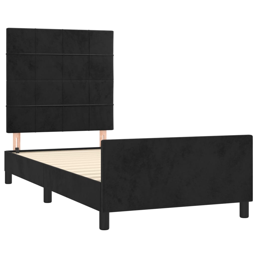 Bedframe met hoofdeinde fluweel zwart 90x200 cm Bedden & bedframes | Creëer jouw Trendy Thuis | Gratis bezorgd & Retour | Trendy.nl