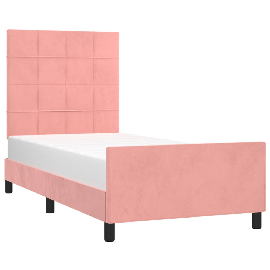 Bedframe met hoofdeinde fluweel roze 90x200 cm Bedden & bedframes | Creëer jouw Trendy Thuis | Gratis bezorgd & Retour | Trendy.nl