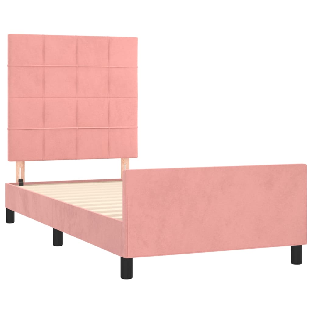 Bedframe met hoofdeinde fluweel roze 90x200 cm Bedden & bedframes | Creëer jouw Trendy Thuis | Gratis bezorgd & Retour | Trendy.nl