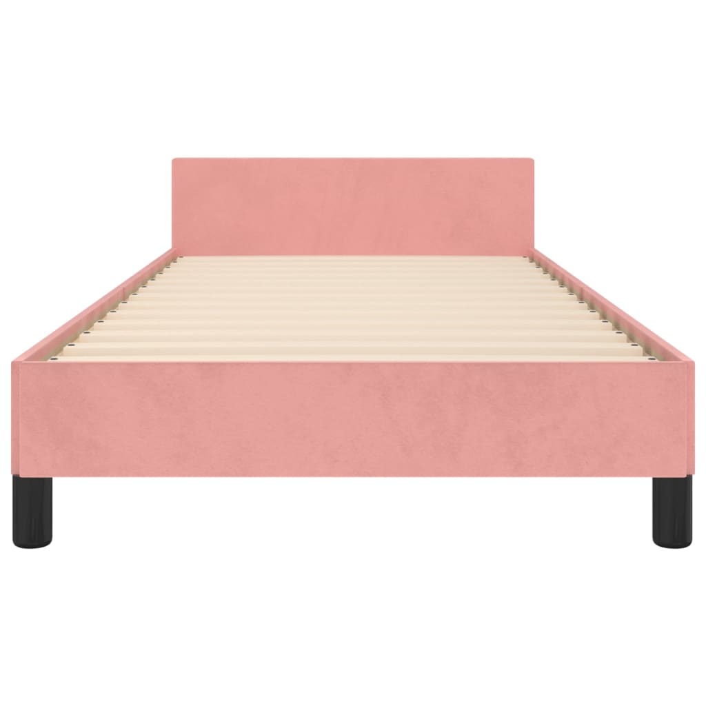 Bedframe met hoofdeinde fluweel roze 100x200 cm