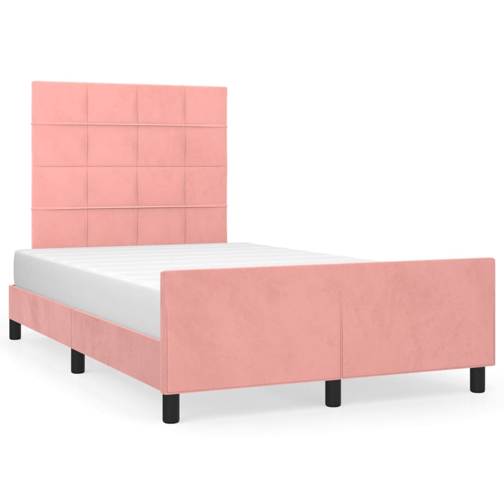 Bedframe met hoofdeinde fluweel roze 120x200 cm