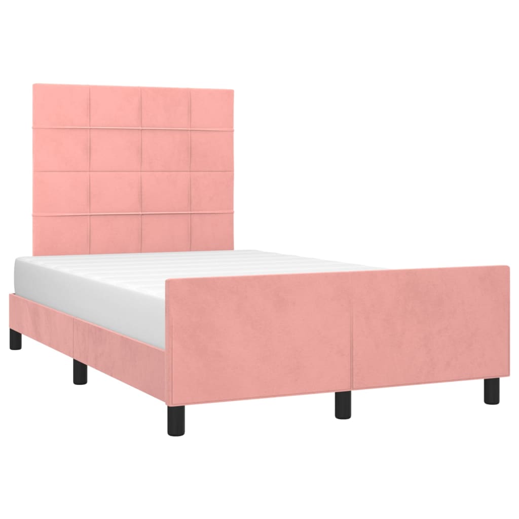 Bedframe met hoofdeinde fluweel roze 120x200 cm