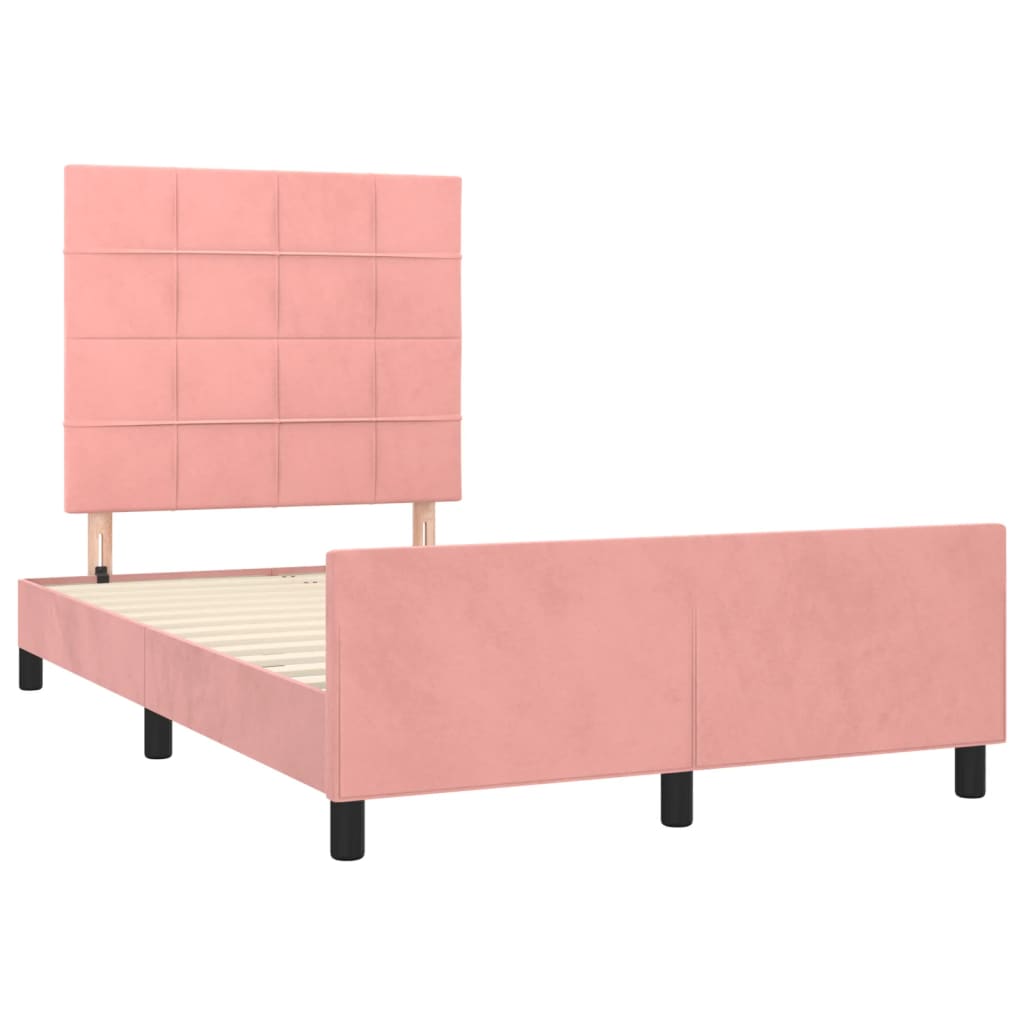 Bedframe met hoofdeinde fluweel roze 120x200 cm