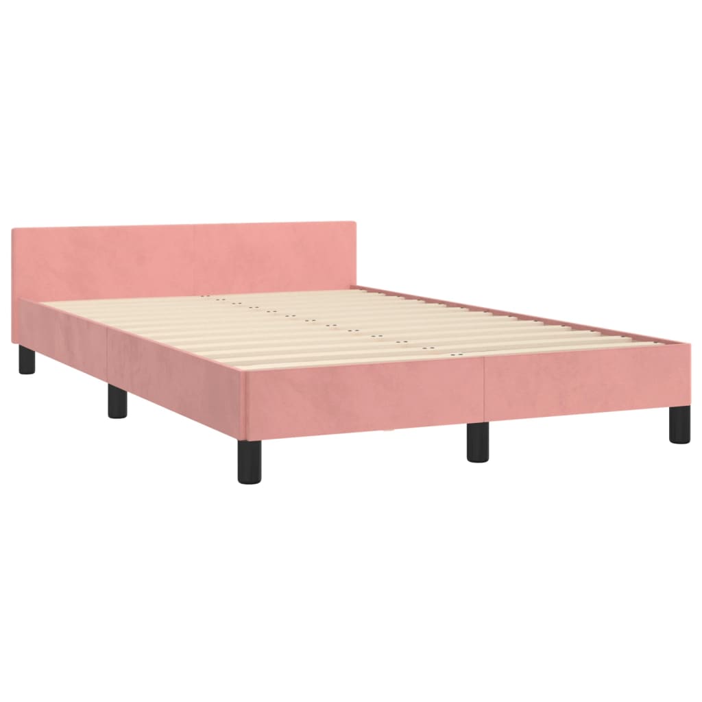 Bedframe met hoofdeinde fluweel roze 120x200 cm