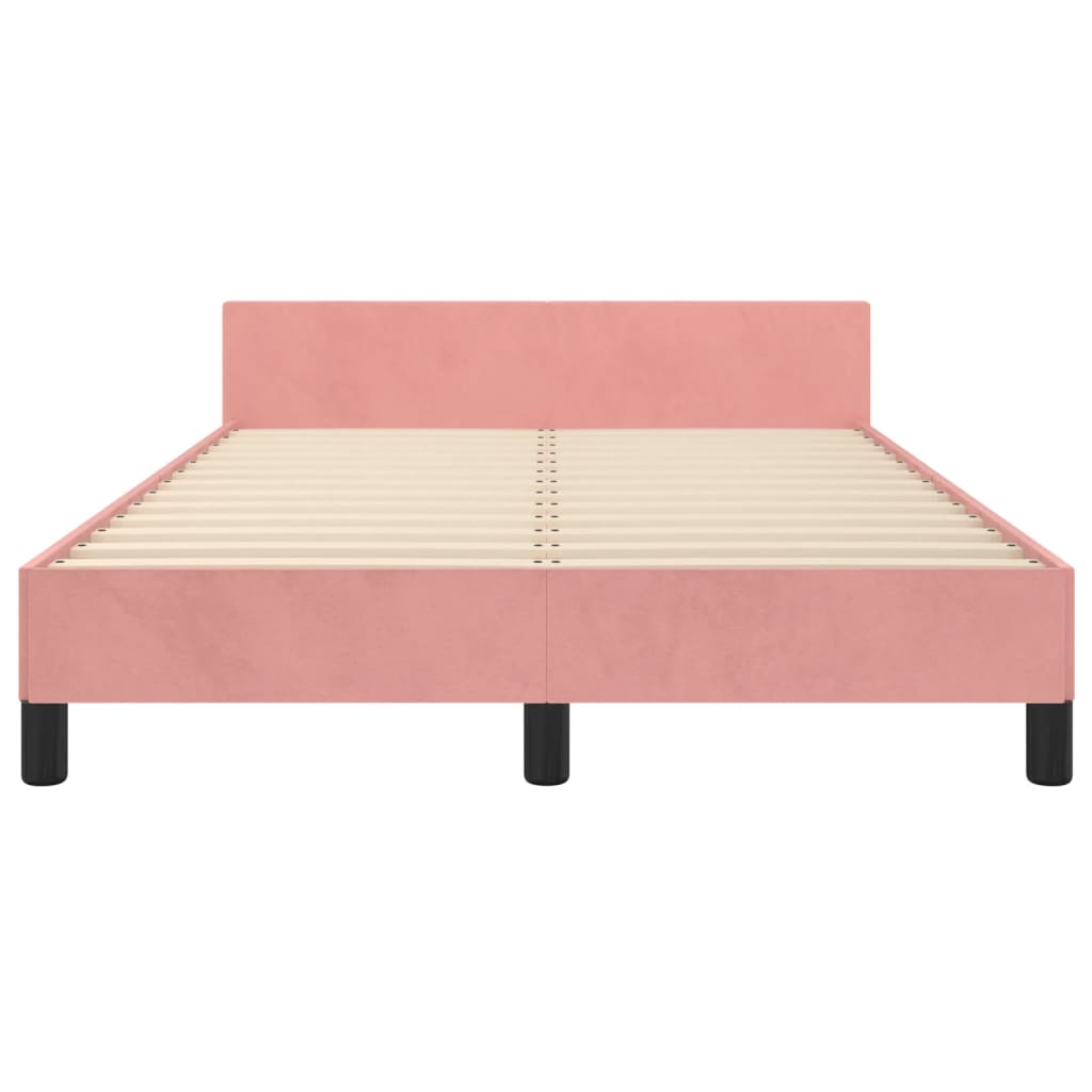 Bedframe met hoofdeinde fluweel roze 120x200 cm