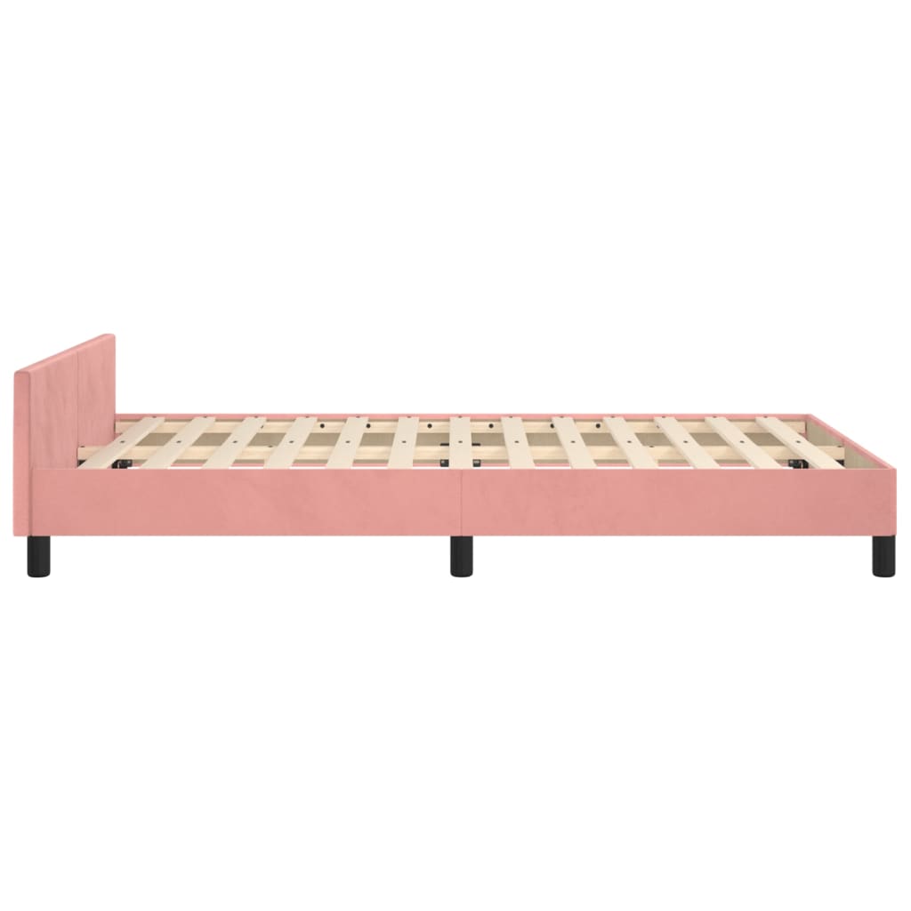 Bedframe met hoofdeinde fluweel roze 120x200 cm