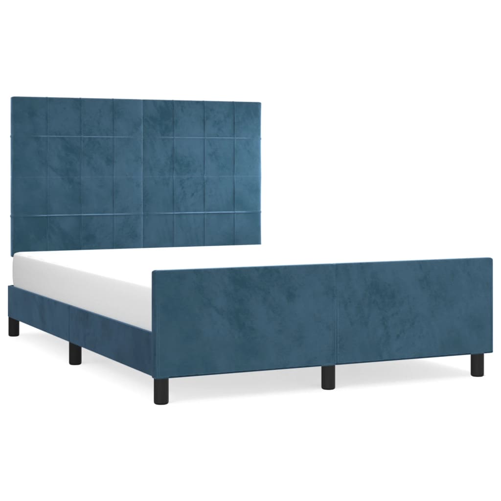 Bedframe zonder matras 140x190 cm fluweel donkerblauw