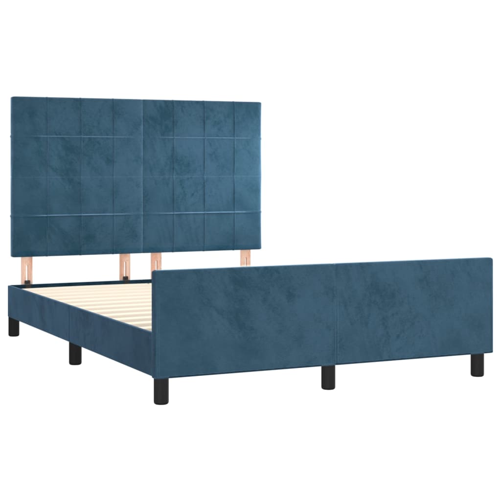 Bedframe zonder matras 140x190 cm fluweel donkerblauw