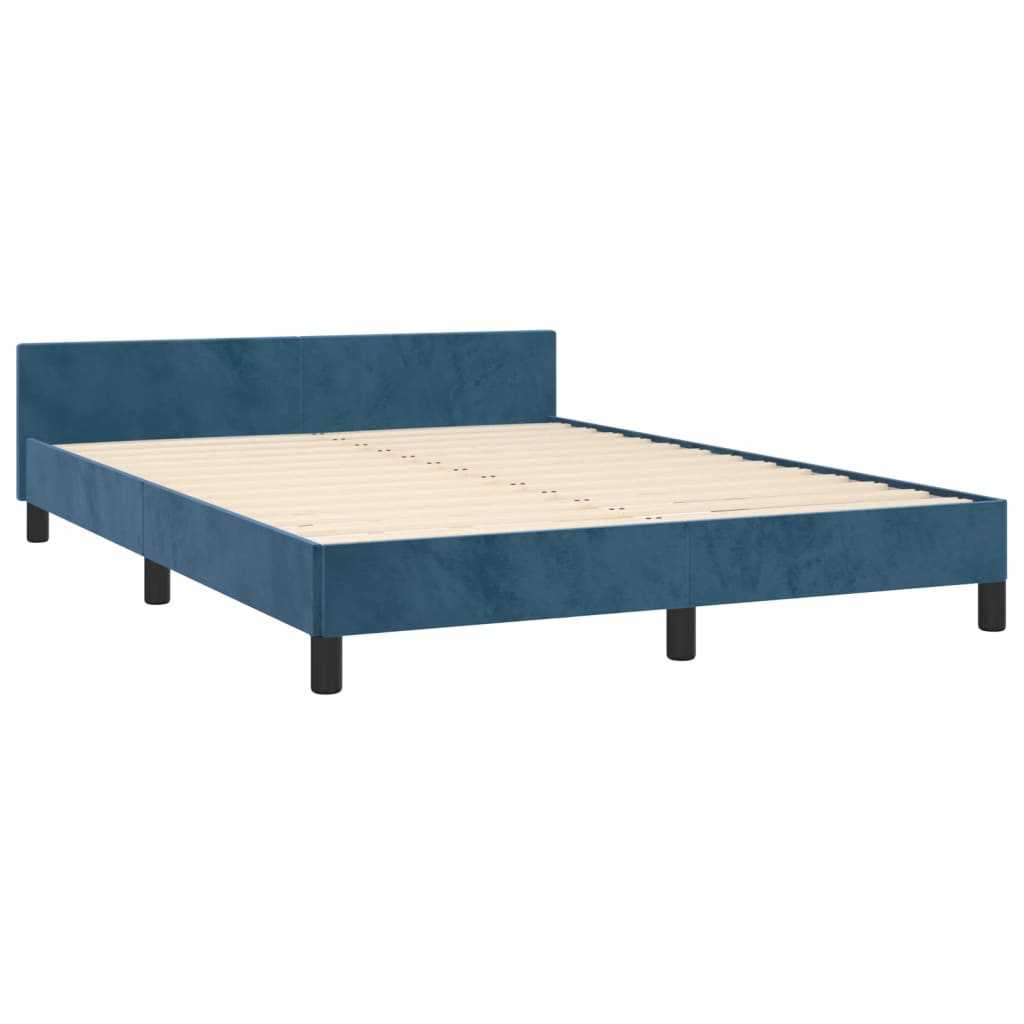 Bedframe zonder matras 140x190 cm fluweel donkerblauw