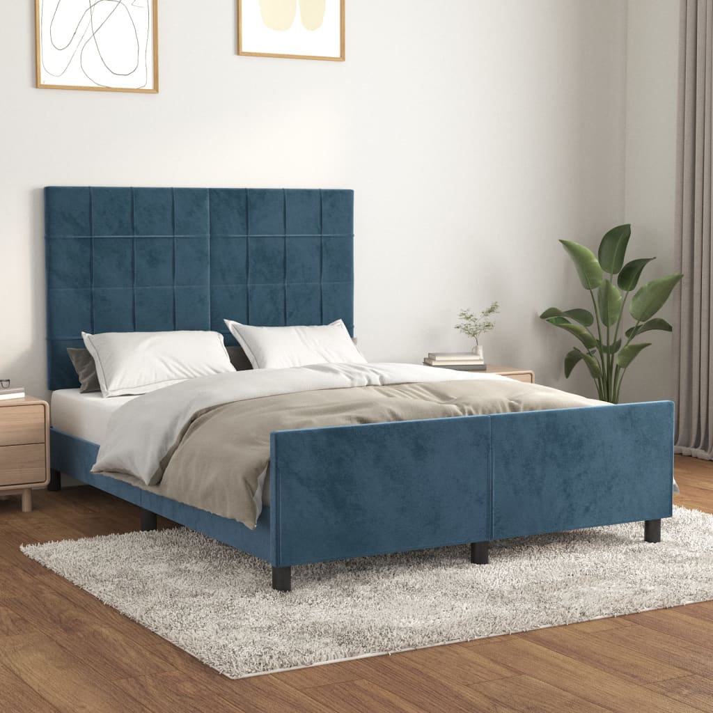 Bedframe zonder matras 140x190 cm fluweel donkerblauw