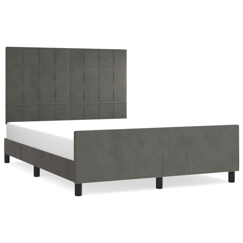 Bedframe met hoofdeinde fluweel donkergrijs 140x200 cm Bedden & bedframes | Creëer jouw Trendy Thuis | Gratis bezorgd & Retour | Trendy.nl