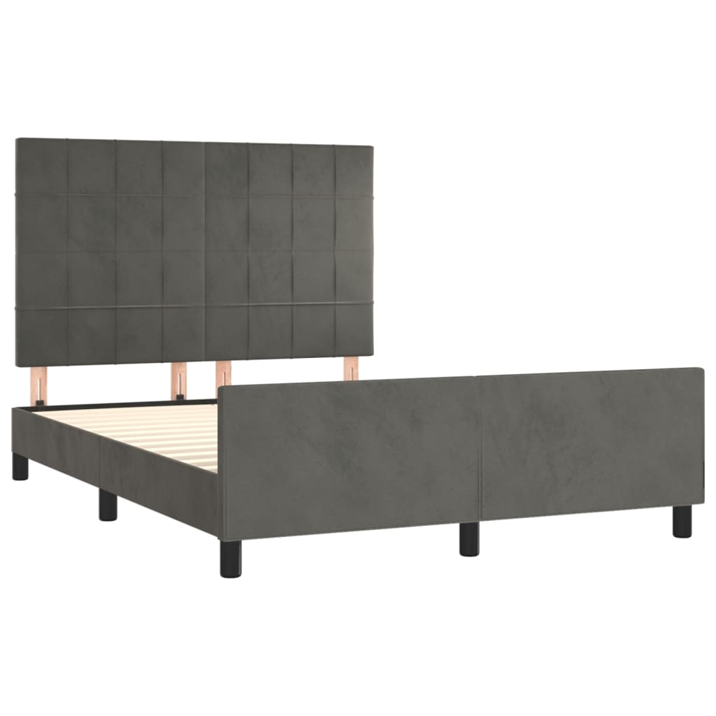 Bedframe met hoofdeinde fluweel donkergrijs 140x200 cm Bedden & bedframes | Creëer jouw Trendy Thuis | Gratis bezorgd & Retour | Trendy.nl