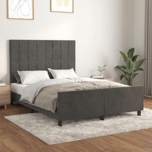 Bedframe met hoofdeinde fluweel donkergrijs 140x200 cm Bedden & bedframes | Creëer jouw Trendy Thuis | Gratis bezorgd & Retour | Trendy.nl