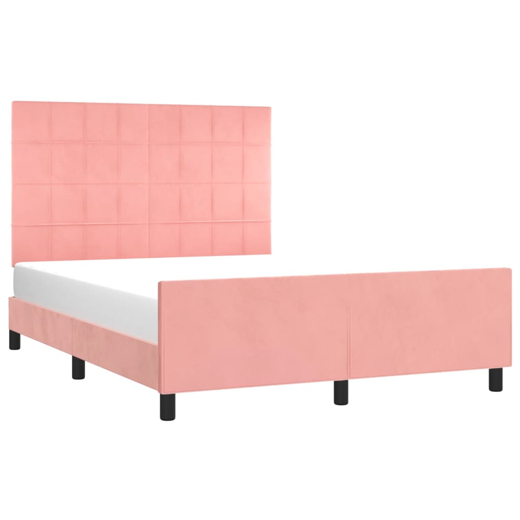 Bedframe met hoofdeinde fluweel roze 140x200 cm