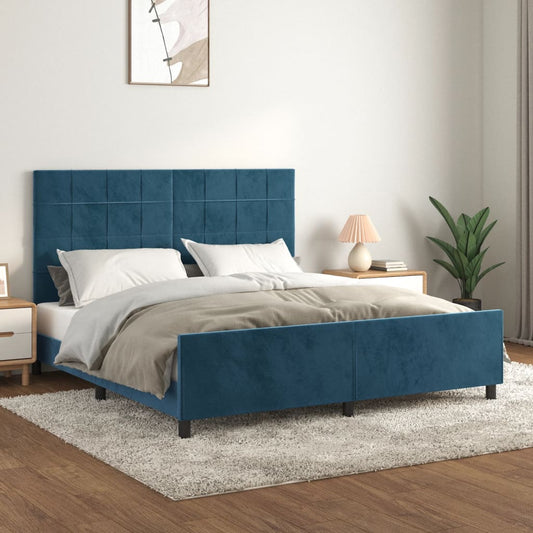 Bedframe zonder matras 160x200 cm fluweel donkerblauw