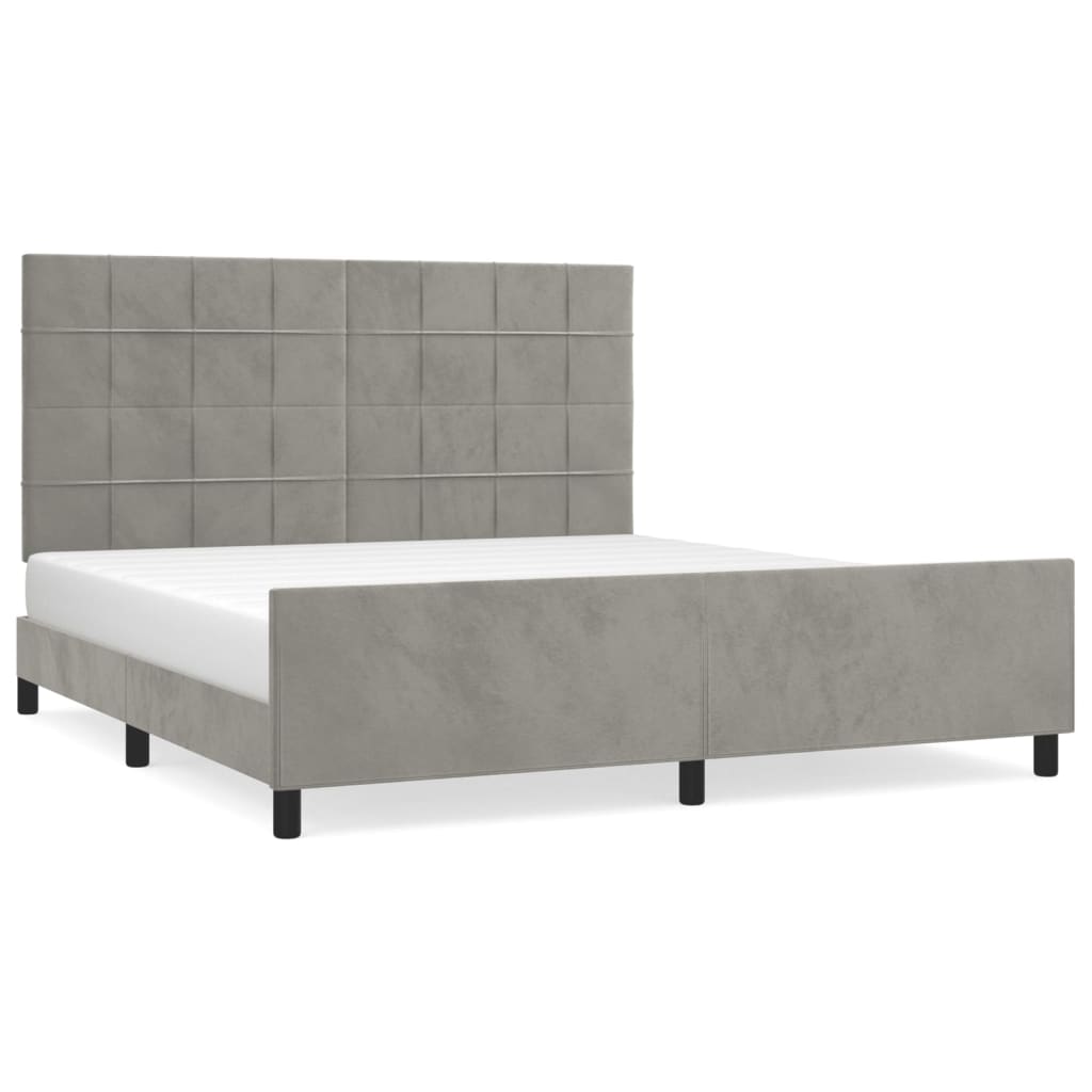 Bedframe met hoofdeinde fluweel lichtgrijs 180x200 cm Bedden & bedframes | Creëer jouw Trendy Thuis | Gratis bezorgd & Retour | Trendy.nl