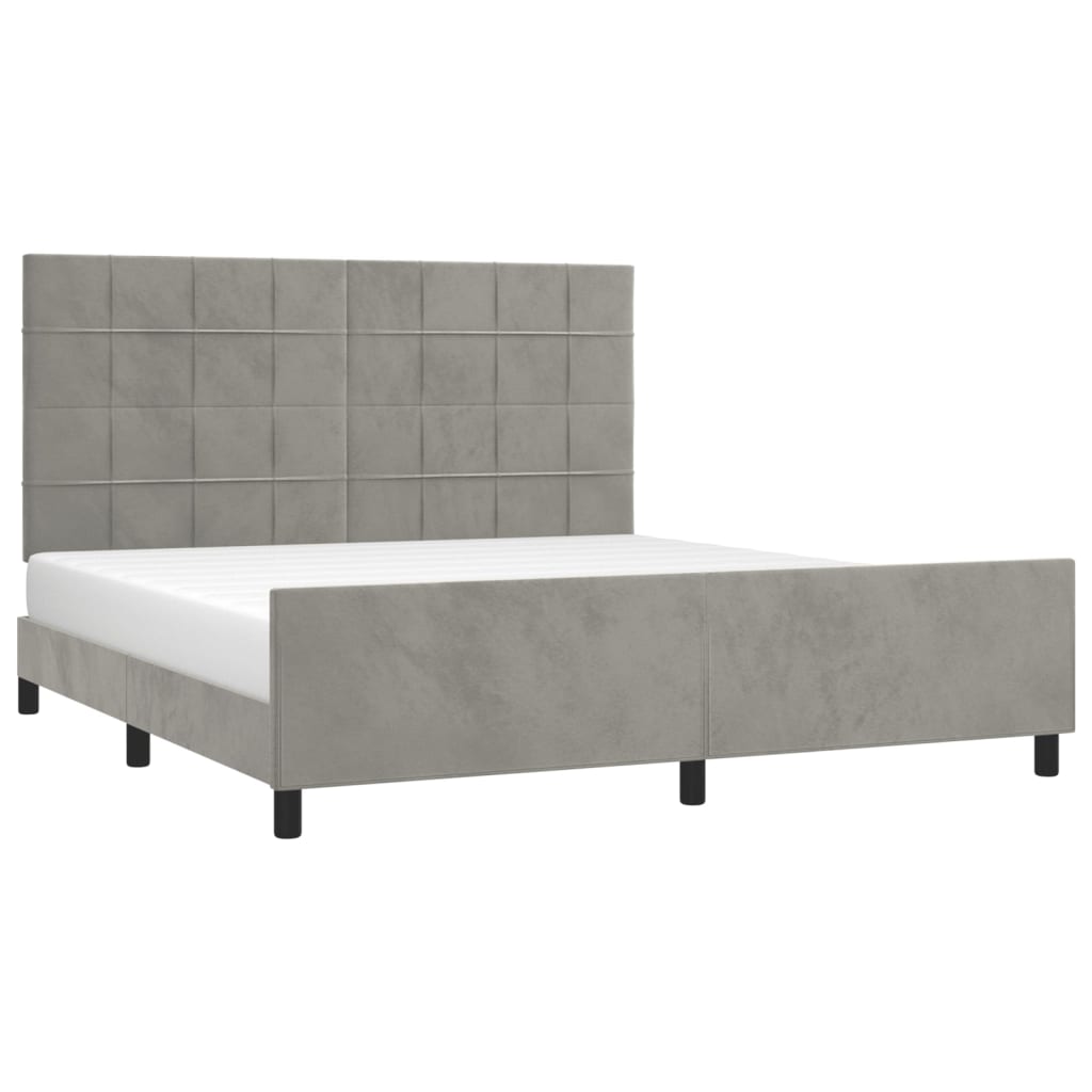 Bedframe met hoofdeinde fluweel lichtgrijs 180x200 cm Bedden & bedframes | Creëer jouw Trendy Thuis | Gratis bezorgd & Retour | Trendy.nl