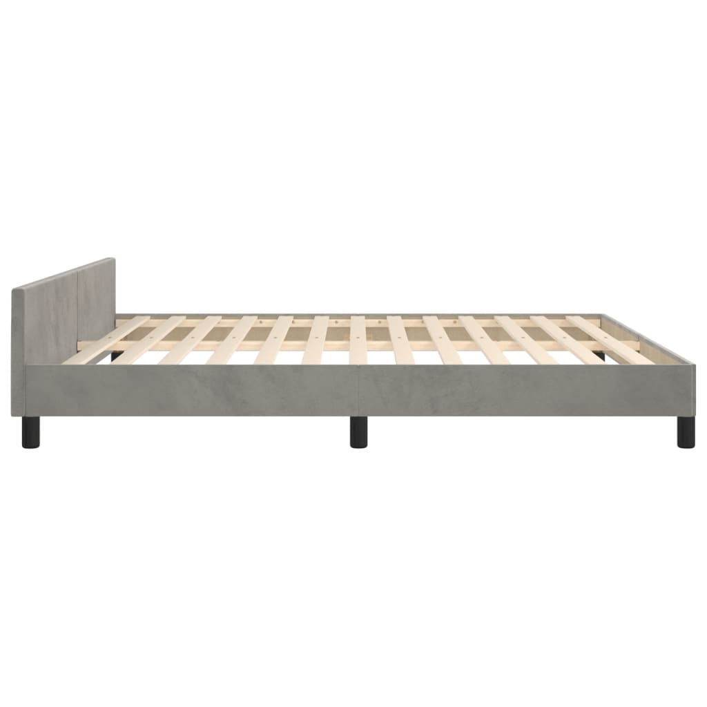 Bedframe met hoofdeinde fluweel lichtgrijs 180x200 cm