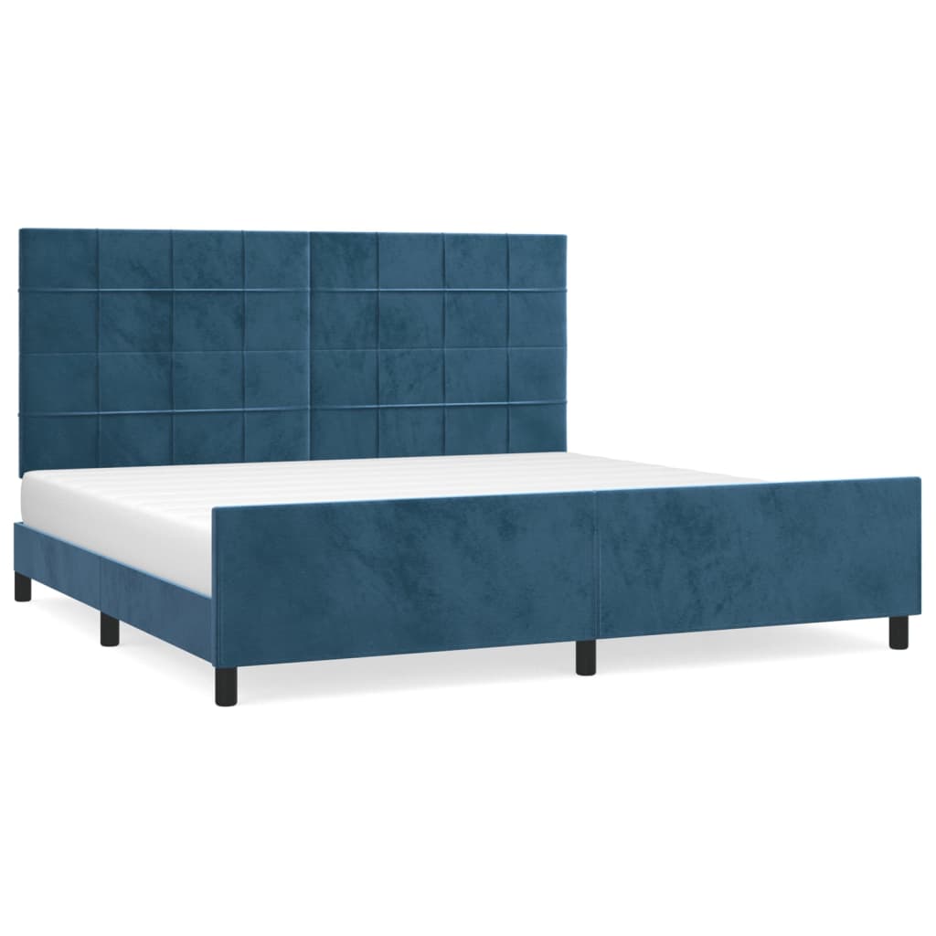 Bedframe zonder matras 200x200 cm fluweel donkerblauw