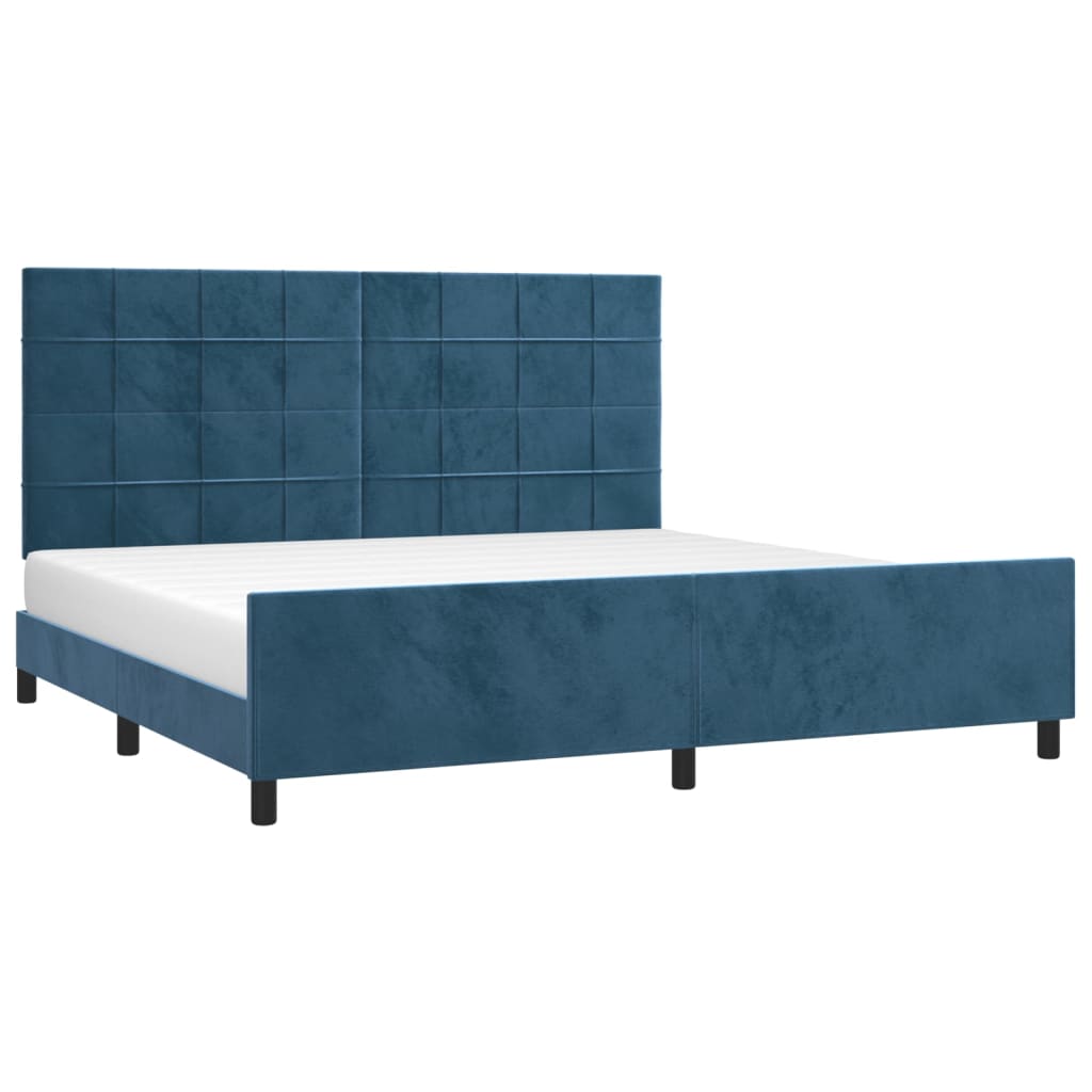 Bedframe zonder matras 200x200 cm fluweel donkerblauw