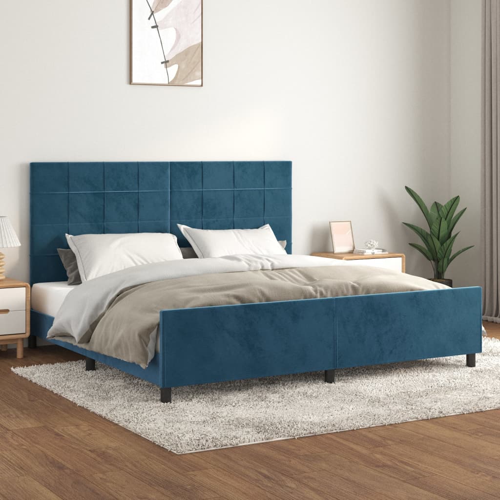 Bedframe zonder matras 200x200 cm fluweel donkerblauw