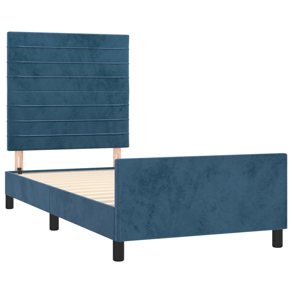 Bedframe met hoofdeinde fluweel donkerblauw 80x200 cm Bedden & bedframes | Creëer jouw Trendy Thuis | Gratis bezorgd & Retour | Trendy.nl