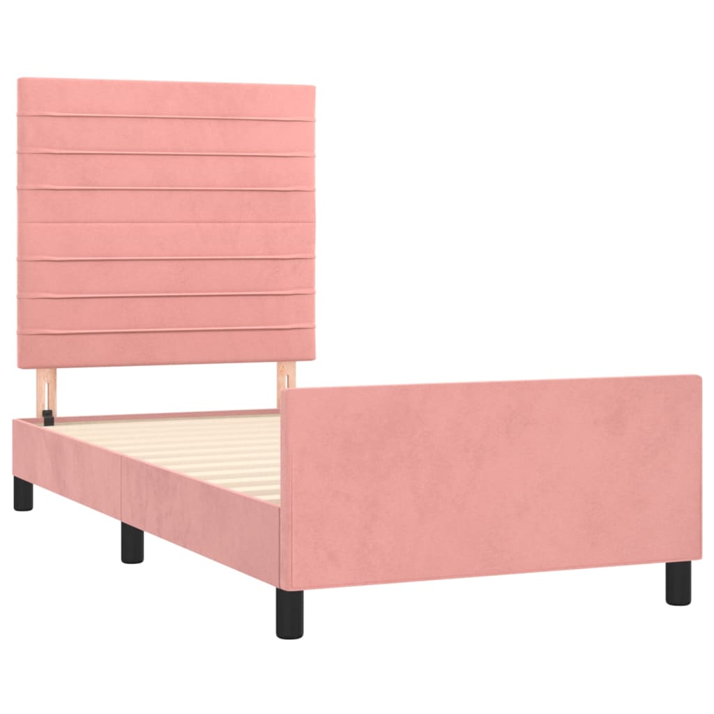 Bedframe met hoofdeinde fluweel roze 80x200 cm Bedden & bedframes | Creëer jouw Trendy Thuis | Gratis bezorgd & Retour | Trendy.nl