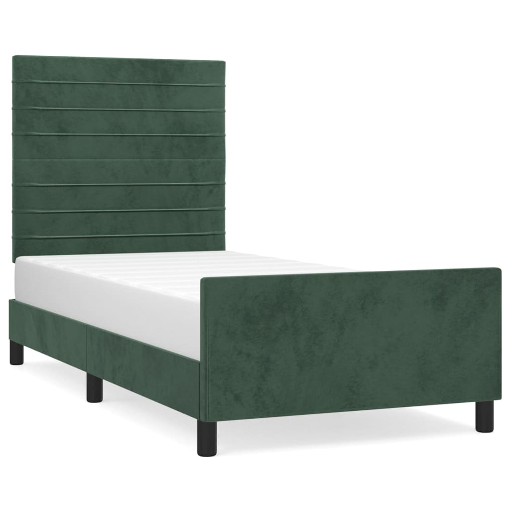 Bedframe met hoofdeinde fluweel donkergroen 90x190 cm Bedden & bedframes | Creëer jouw Trendy Thuis | Gratis bezorgd & Retour | Trendy.nl