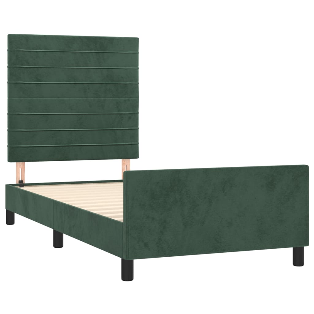 Bedframe met hoofdeinde fluweel donkergroen 90x190 cm Bedden & bedframes | Creëer jouw Trendy Thuis | Gratis bezorgd & Retour | Trendy.nl