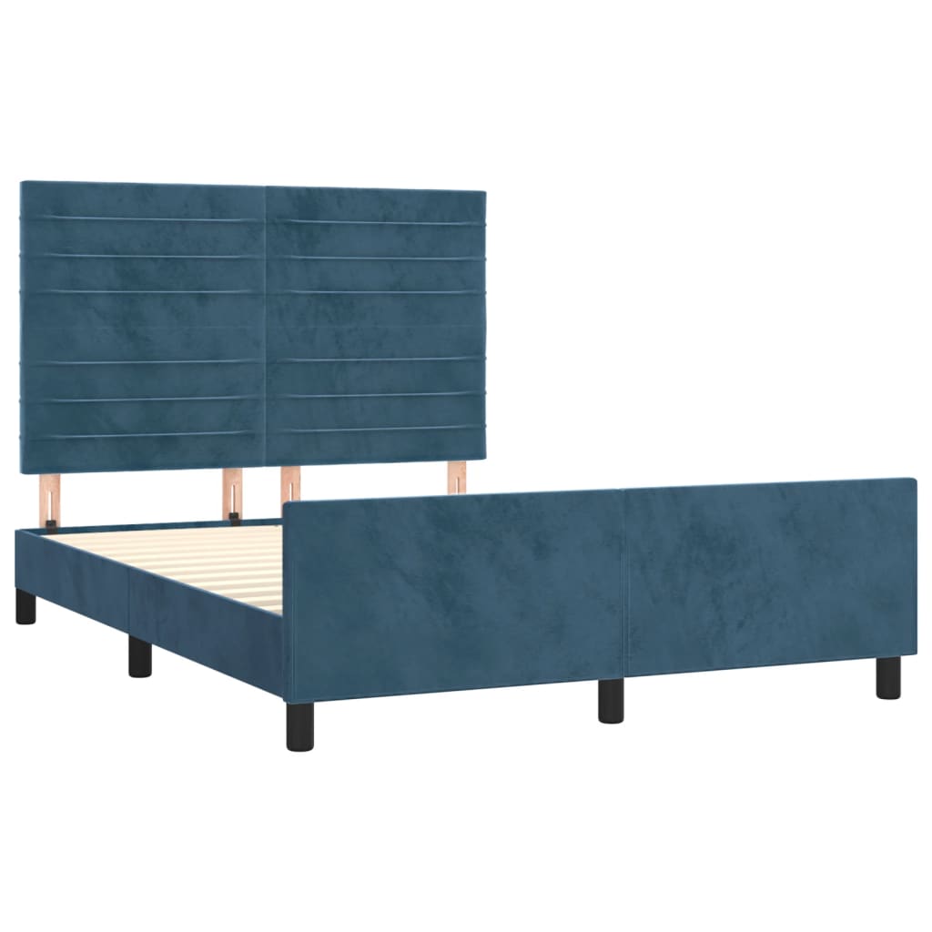 Bedframe zonder matras 140x190 cm fluweel donkerblauw