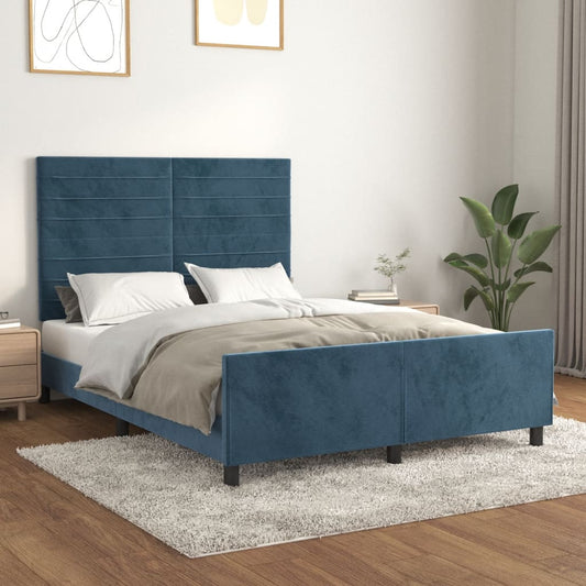 Bedframe zonder matras 140x190 cm fluweel donkerblauw