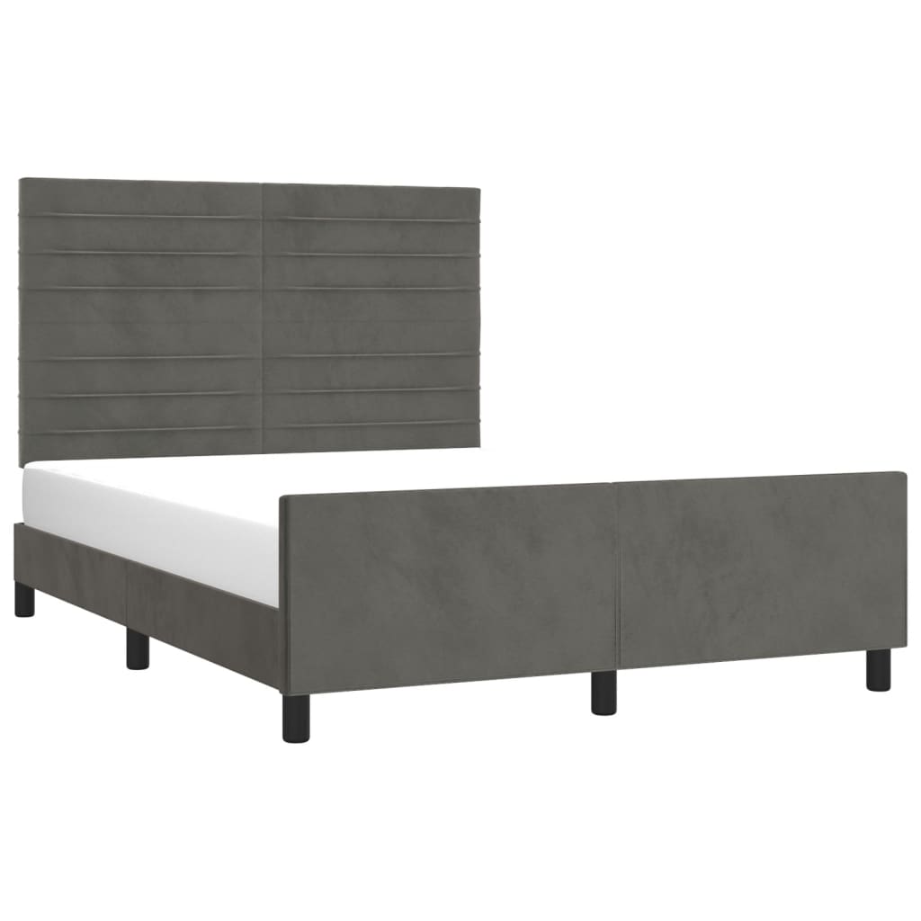 Bedframe met hoofdeinde fluweel donkergrijs 140x200 cm Bedden & bedframes | Creëer jouw Trendy Thuis | Gratis bezorgd & Retour | Trendy.nl