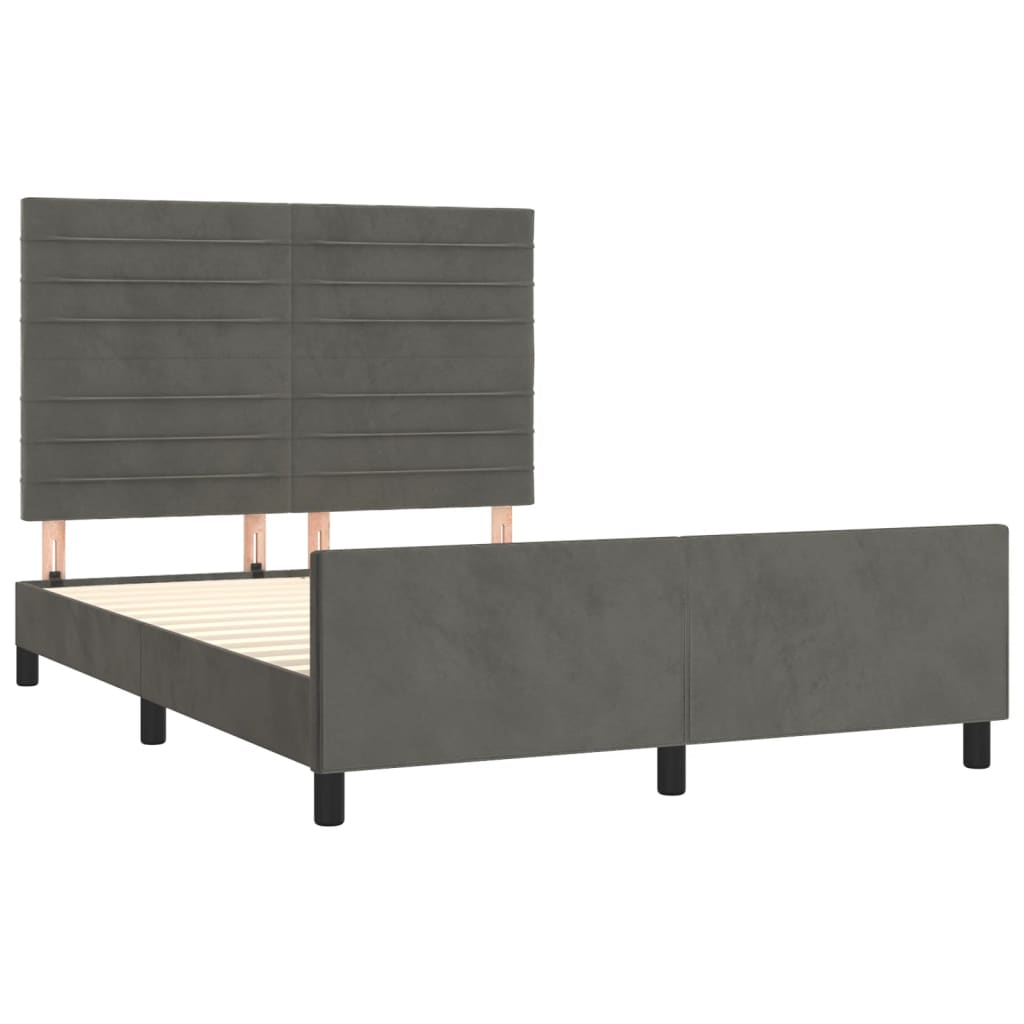 Bedframe met hoofdeinde fluweel donkergrijs 140x200 cm Bedden & bedframes | Creëer jouw Trendy Thuis | Gratis bezorgd & Retour | Trendy.nl