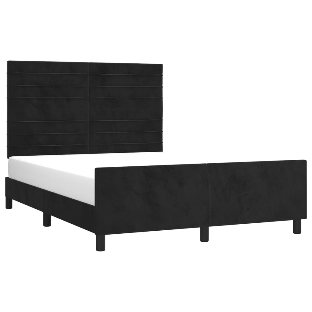 Bedframe met hoofdeinde fluweel zwart 140x200 cm Bedden & bedframes | Creëer jouw Trendy Thuis | Gratis bezorgd & Retour | Trendy.nl