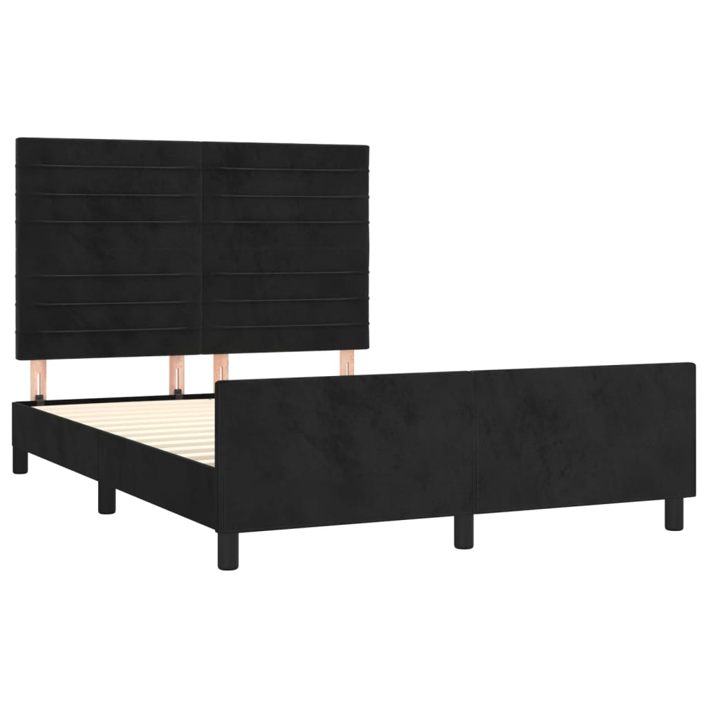 Bedframe met hoofdeinde fluweel zwart 140x200 cm Bedden & bedframes | Creëer jouw Trendy Thuis | Gratis bezorgd & Retour | Trendy.nl