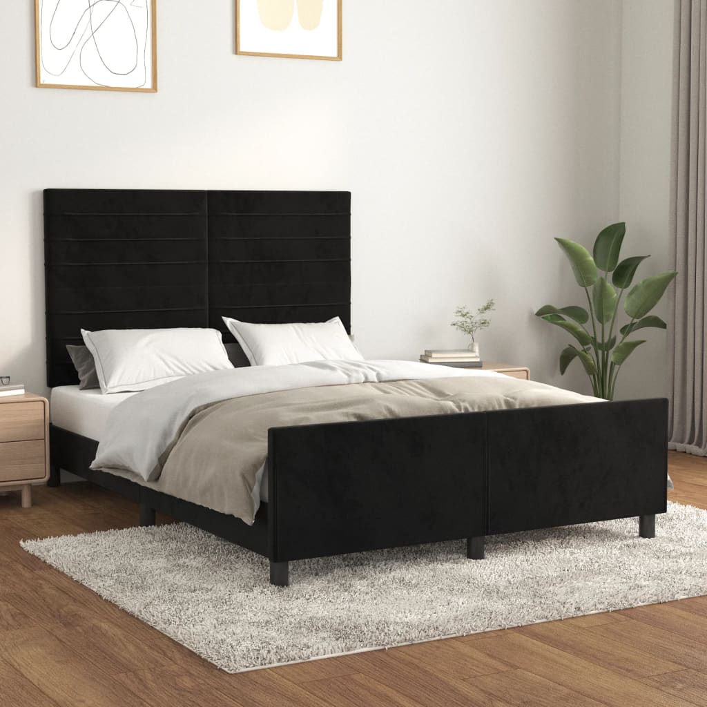 Bedframe met hoofdeinde fluweel zwart 140x200 cm Bedden & bedframes | Creëer jouw Trendy Thuis | Gratis bezorgd & Retour | Trendy.nl