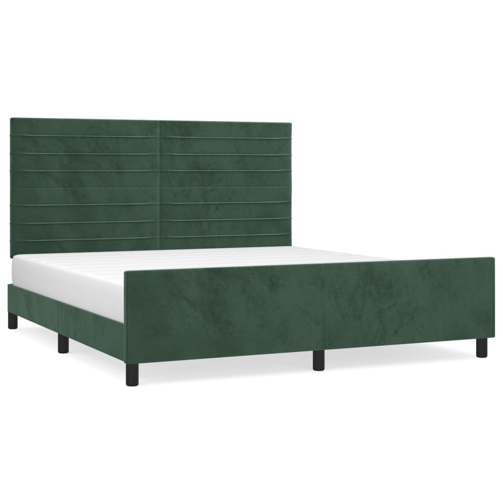 Bedframe met hoofdeinde fluweel donkergroen 160x200 cm Bedden & bedframes | Creëer jouw Trendy Thuis | Gratis bezorgd & Retour | Trendy.nl