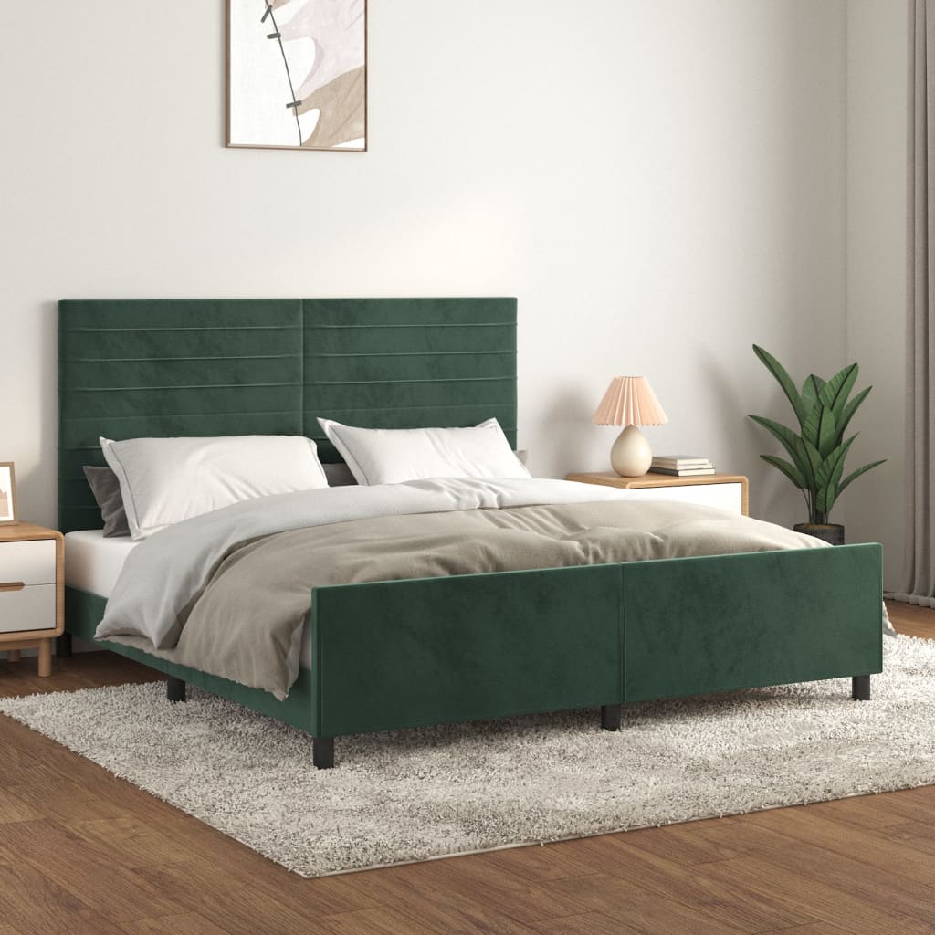 Bedframe met hoofdeinde fluweel donkergroen 160x200 cm Bedden & bedframes | Creëer jouw Trendy Thuis | Gratis bezorgd & Retour | Trendy.nl