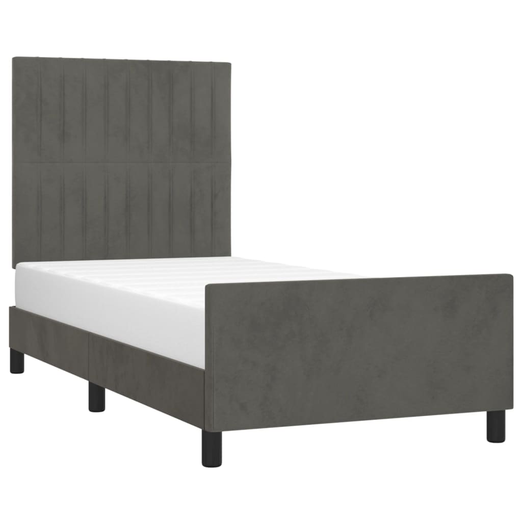 Bedframe met hoofdeinde fluweel donkergrijs 90x190 cm Bedden & bedframes | Creëer jouw Trendy Thuis | Gratis bezorgd & Retour | Trendy.nl