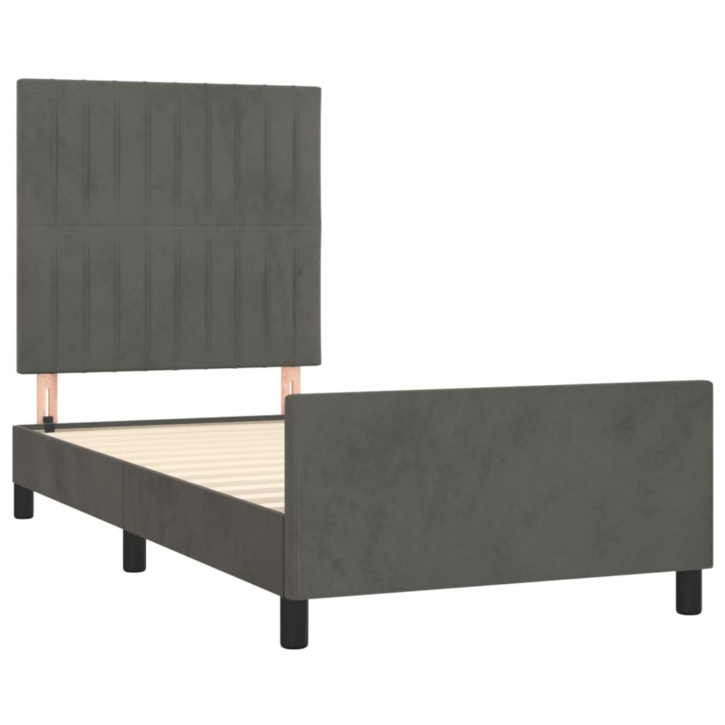 Bedframe met hoofdeinde fluweel donkergrijs 90x190 cm Bedden & bedframes | Creëer jouw Trendy Thuis | Gratis bezorgd & Retour | Trendy.nl