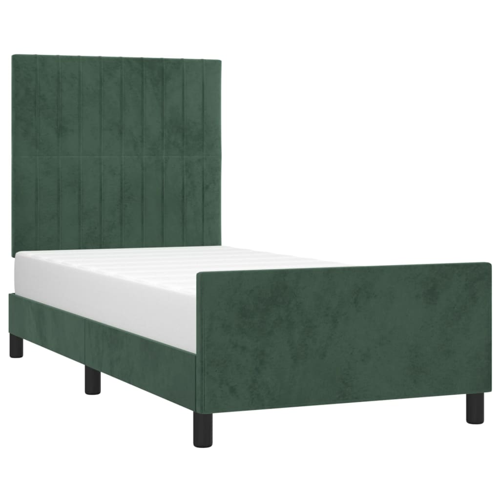 Bedframe met hoofdeinde fluweel donkergroen 90x190 cm Bedden & bedframes | Creëer jouw Trendy Thuis | Gratis bezorgd & Retour | Trendy.nl