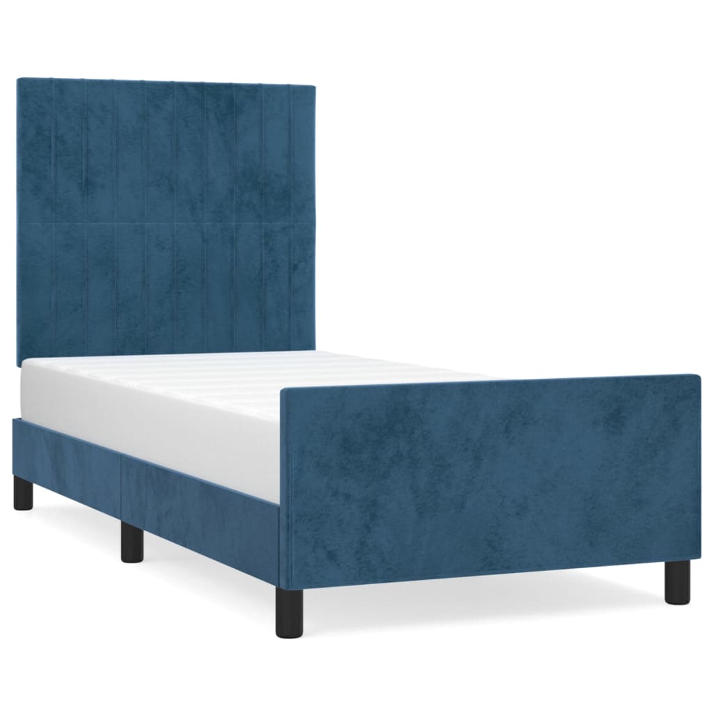 Bedframe met hoofdeinde fluweel donkerblauw 90x190 cm Bedden & bedframes | Creëer jouw Trendy Thuis | Gratis bezorgd & Retour | Trendy.nl