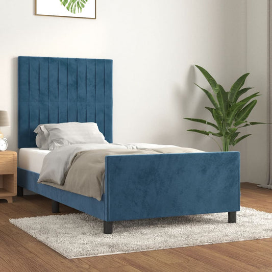 Bedframe met hoofdeinde fluweel donkerblauw 90x190 cm Bedden & bedframes | Creëer jouw Trendy Thuis | Gratis bezorgd & Retour | Trendy.nl