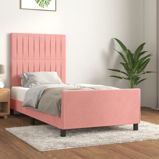 Bedframe met hoofdeinde fluweel roze 100x200 cm Bedden & bedframes | Creëer jouw Trendy Thuis | Gratis bezorgd & Retour | Trendy.nl