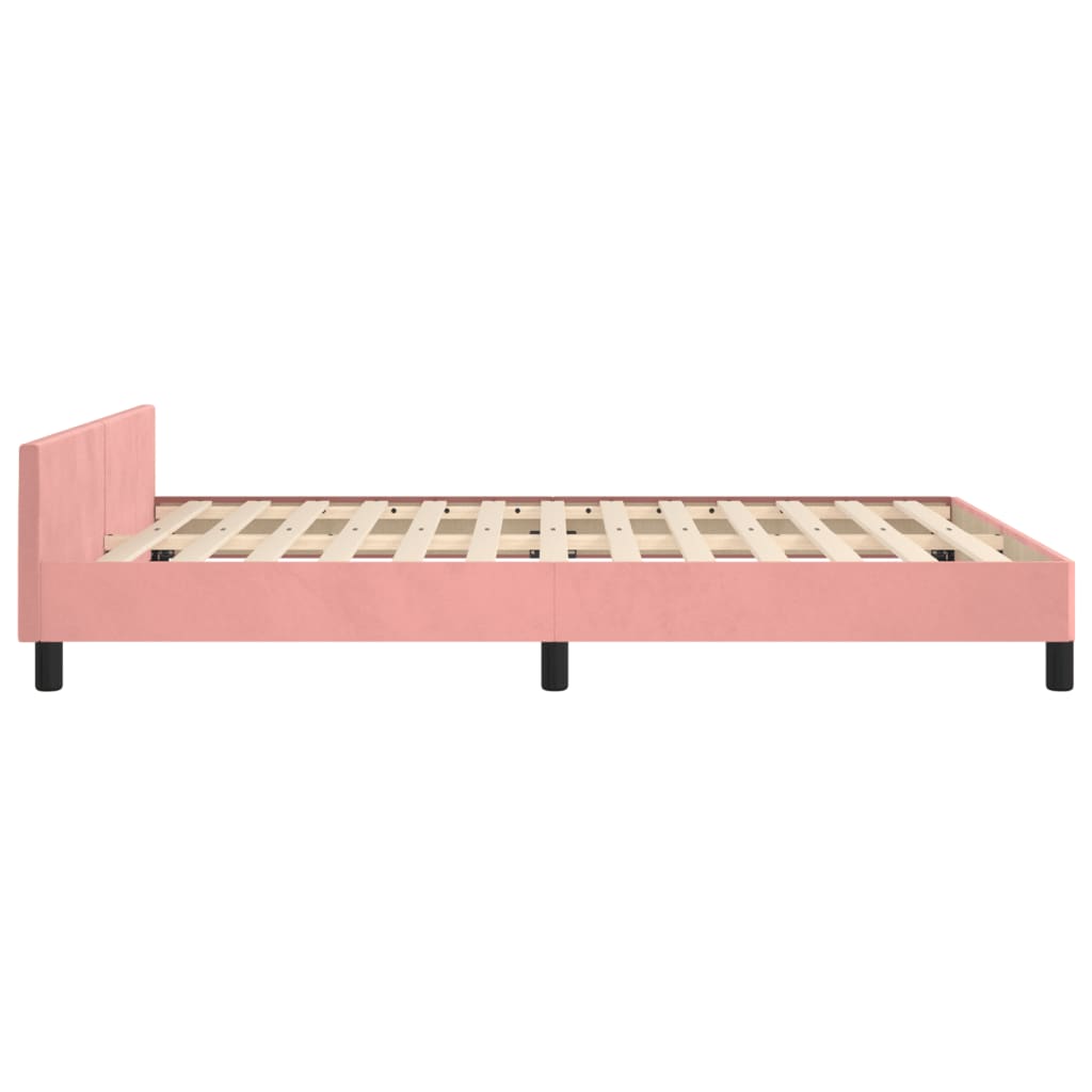 Bedframe met hoofdeinde fluweel roze 140x190 cm