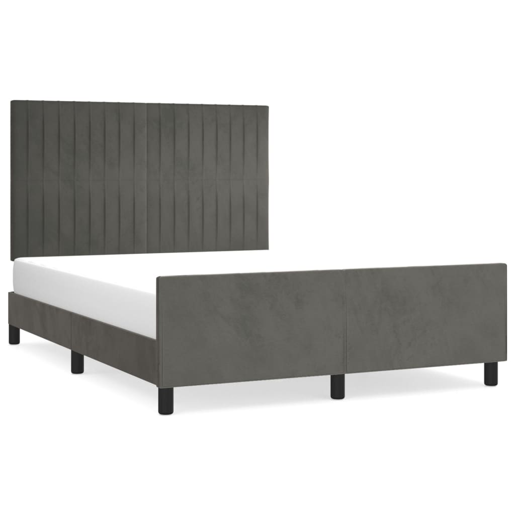 Bedframe met hoofdeinde fluweel donkergrijs 140x200 cm Bedden & bedframes | Creëer jouw Trendy Thuis | Gratis bezorgd & Retour | Trendy.nl